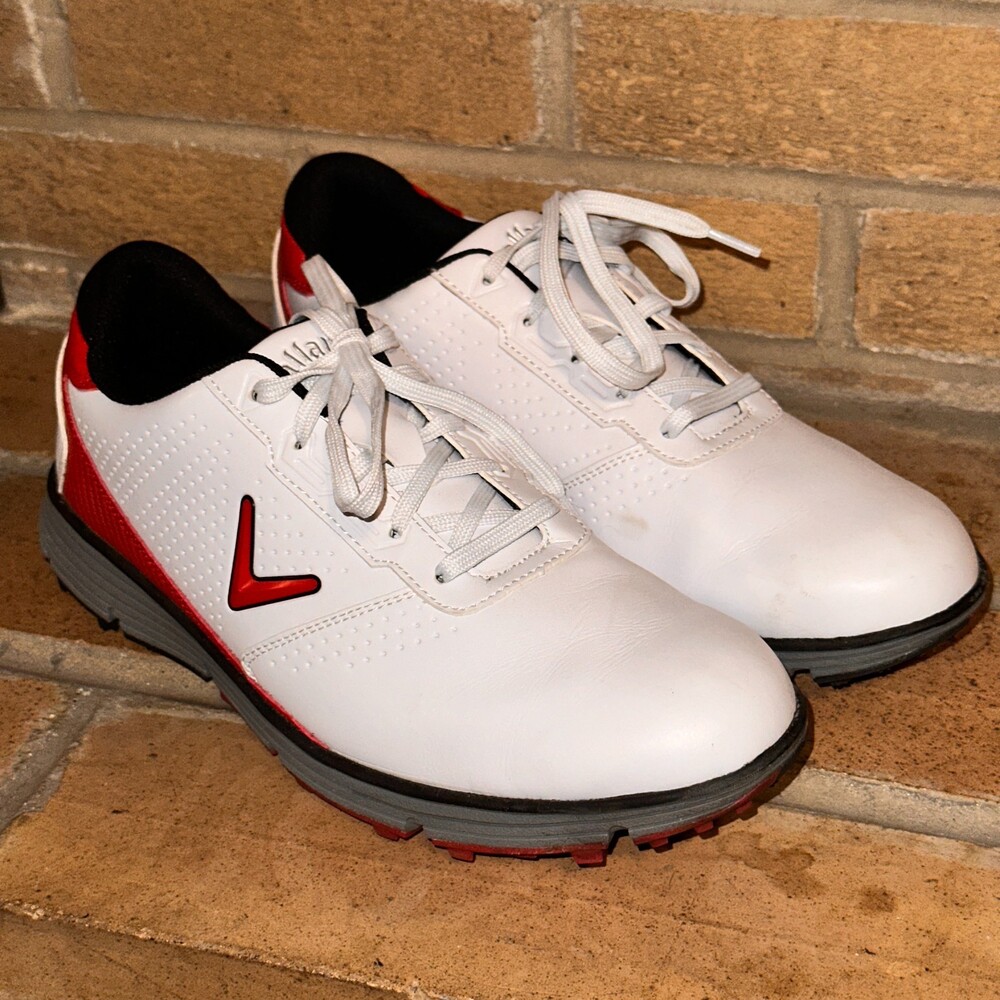 Callaway Spikeless Golf Cleats Mens 10.5 Shoes White Red Black Walking